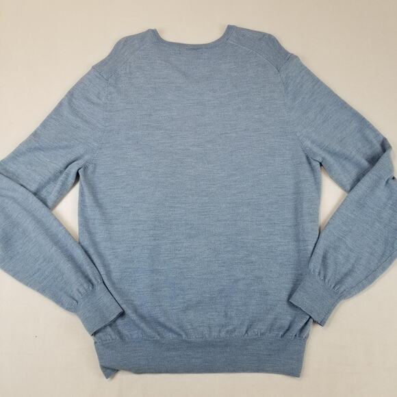 Brooks Brothers Sweater Mens XL Blue Saxxon Wool V Neck Pullover Lightweight - Picture 2 of 12